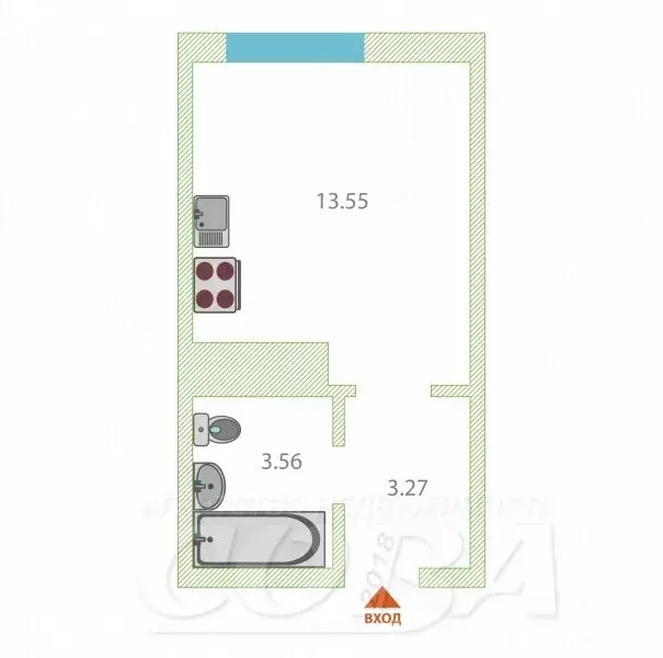 Квартира-студия: Тобольск, 15-й микрорайон, 22 (22 м) - Фото 0