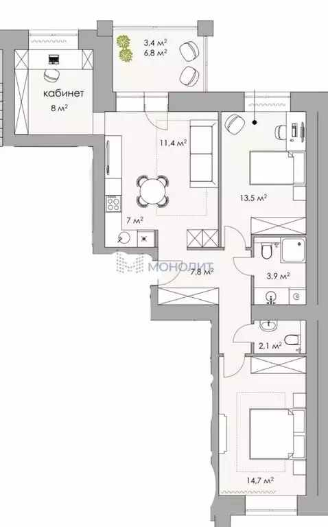 3-комнатная квартира: Киров, Социалистическая улица, 15 (72 м) - Фото 1