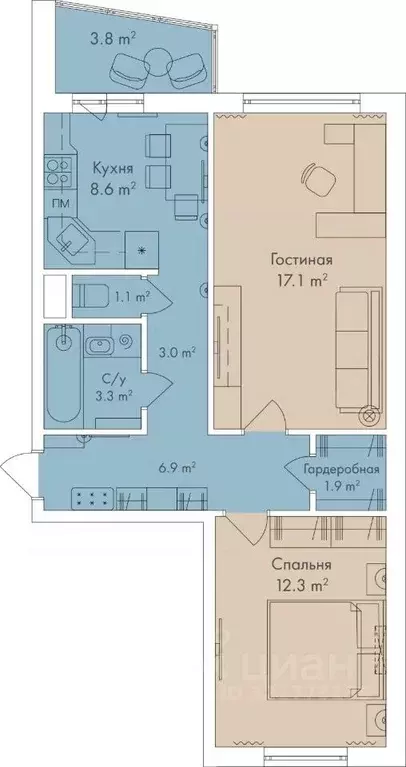 2-к кв. Санкт-Петербург Пулковское ш., 20к4 (54.2 м) - Фото 2