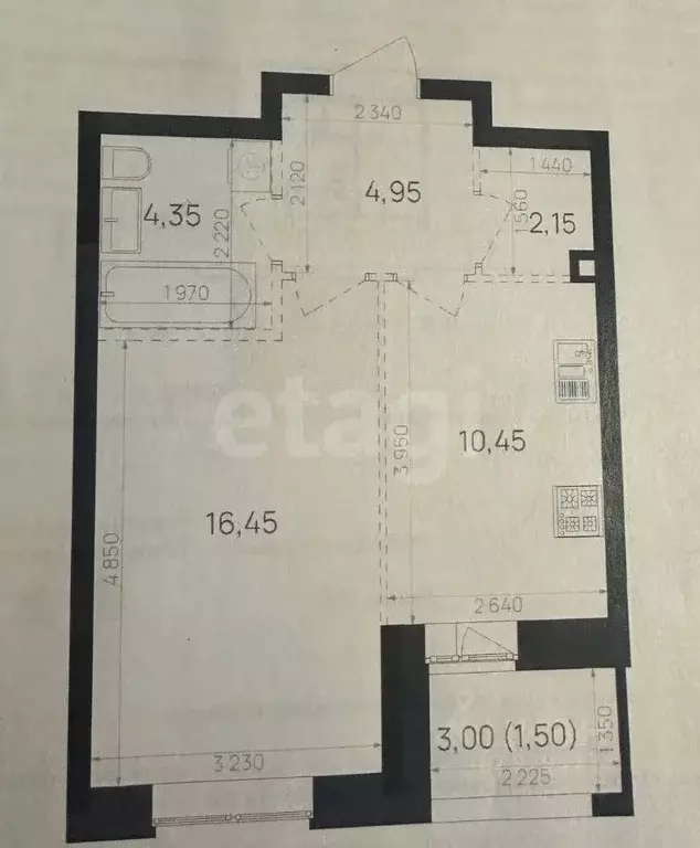 1-к кв. Татарстан, Казань Краснококшайская ул., 60 (39.92 м) - Фото 2