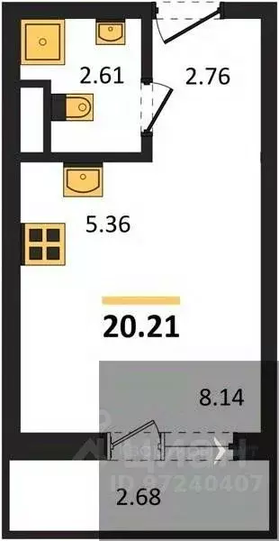 Студия Воронежская область, Воронеж Цимлянская ул., 10Г (20.21 м) - Фото 1