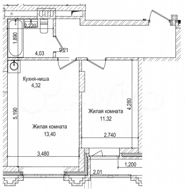 1-к. квартира, 43 м, 7/22 эт. - Фото 0