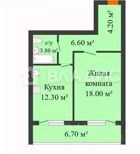 1-к кв. Воронежская область, Воронеж ул. Независимости, 82/2 (51.6 м) - Фото 1