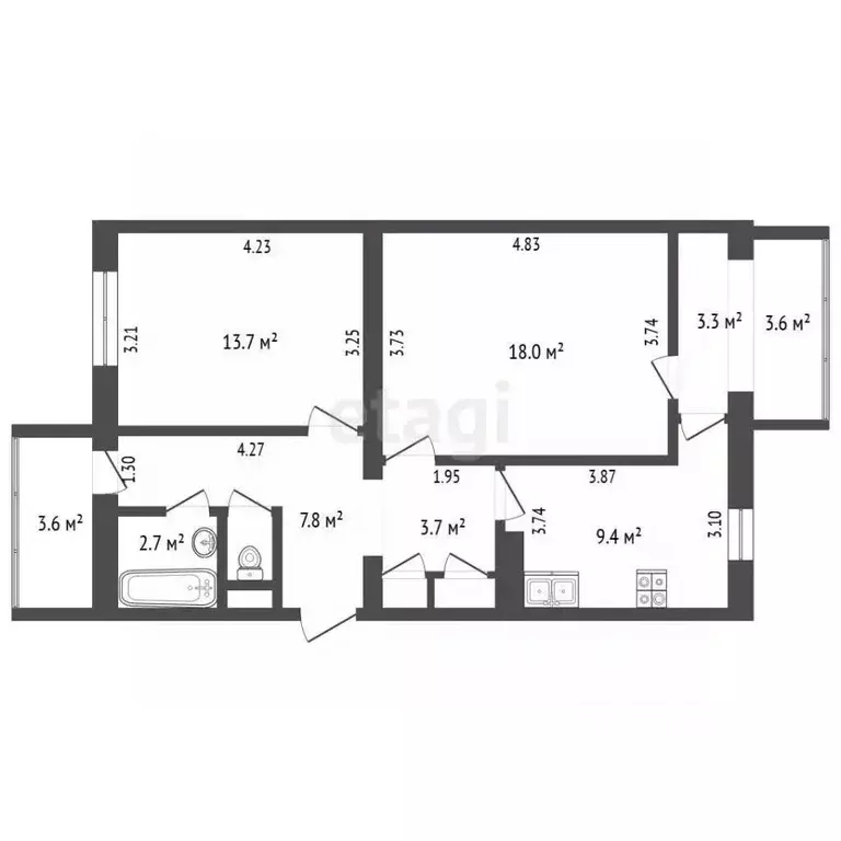 2-к кв. Крым, Ялта ул. Суворовская, 31к1 (67.7 м) - Фото 2