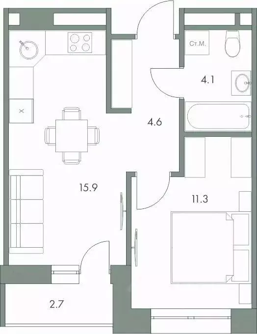 1-к кв. Ханты-Мансийский АО, Ханты-Мансийск Красноармейская ул., 45 ... - Фото 0