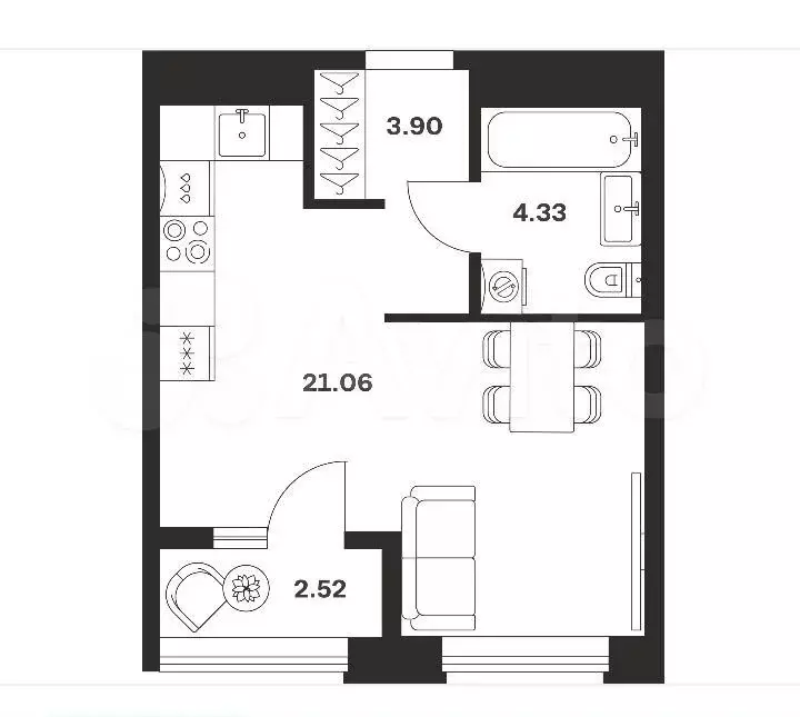 Квартира-студия, 31,8 м, 6/16 эт. - Фото 0