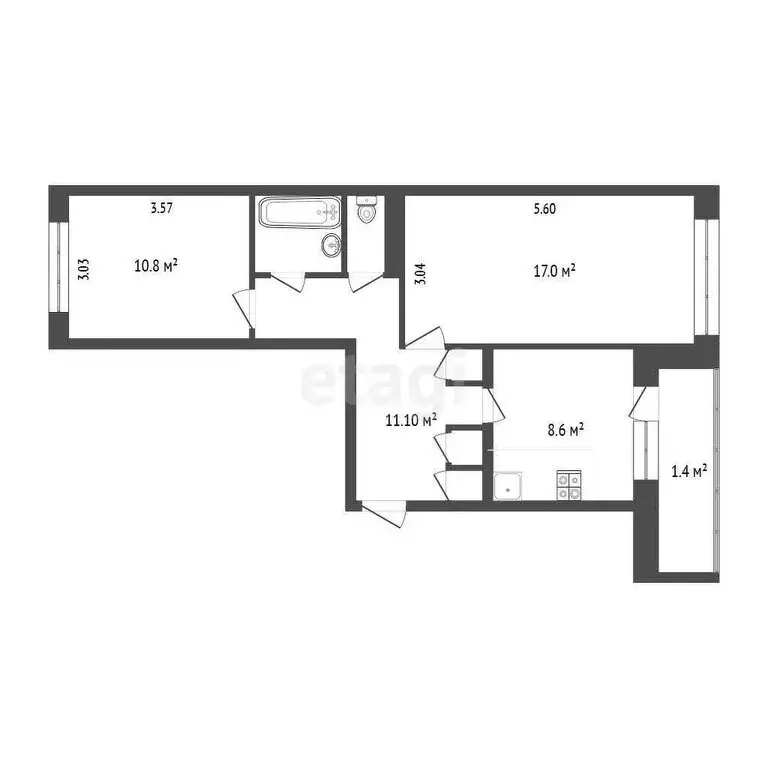 2-комнатная квартира: Печоры, Юбилейная улица, 3 (52.5 м) - Фото 0