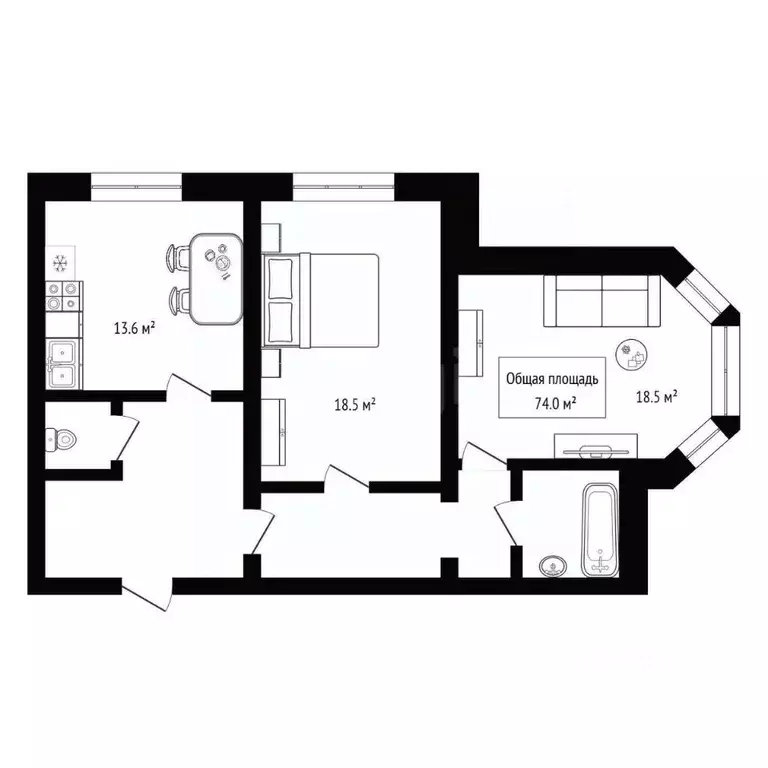 2-к кв. Новосибирская область, Бердск Первомайская ул., 127А (72.3 м) - Фото 1