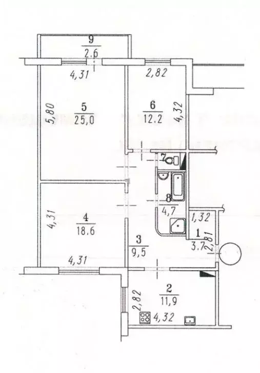 3-к кв. Омская область, Омск Крыловская ул., 46 (86.7 м) - Фото 1