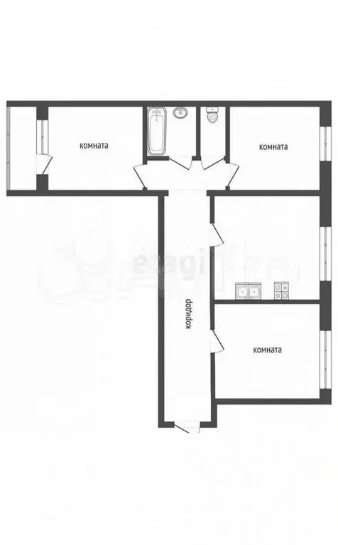 3-к. квартира, 68,6 м, 1/5 эт. - Фото 0