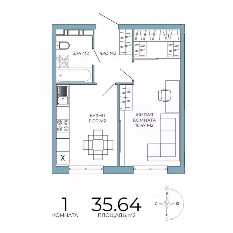 1-к кв. Пензенская область, Пенза Лугометрия жилой комплекс (35.64 м) - Фото 1