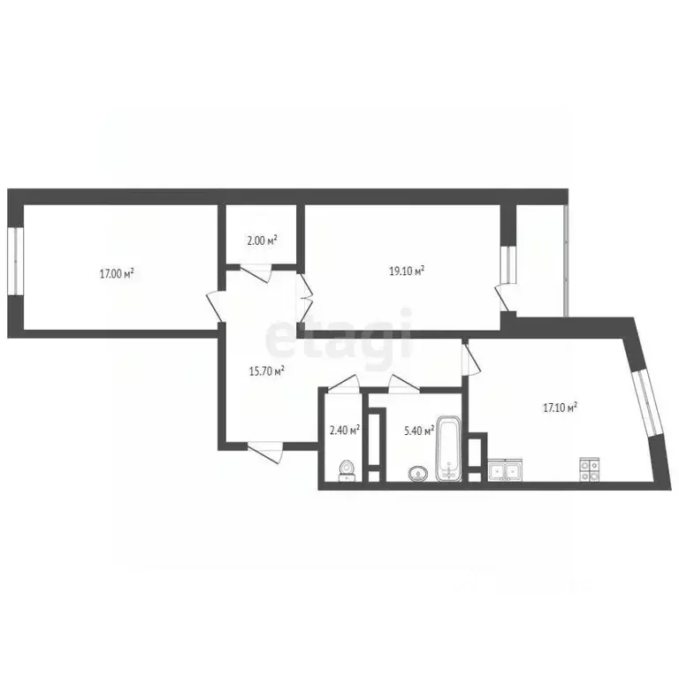 2-к кв. Калужская область, Калуга Московская ул., 311к3 (80.0 м) - Фото 2
