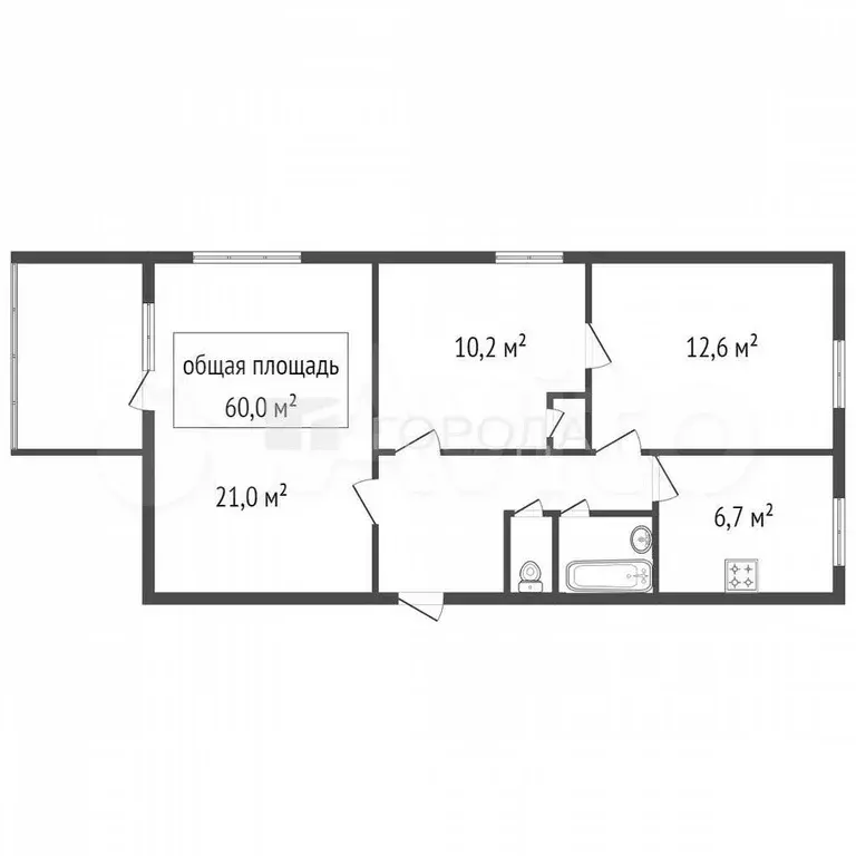 3-к. квартира, 60 м, 4/9 эт. - Фото 0