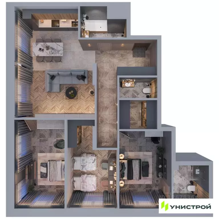 3-к кв. Татарстан, Казань проезд Юнуса Ахметзянова, 5 (101.99 м) - Фото 1