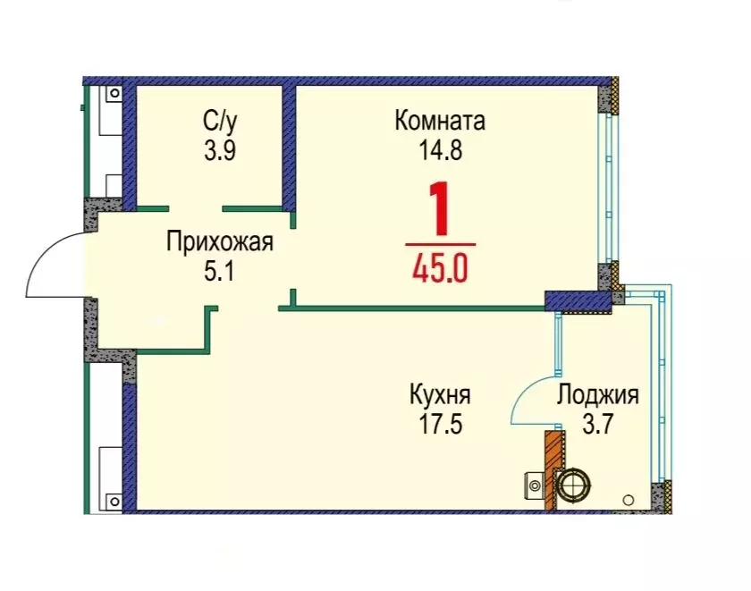 1-к кв. Ставропольский край, Ставрополь Гражданская ул., 1/12 (45.0 м) - Фото 1