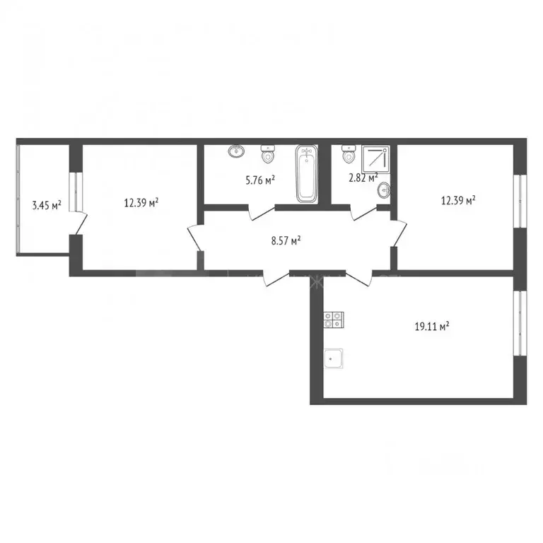 2-к кв. Тюменская область, Тюмень ул. Ю.-Р.Г. Эрвье, 32к1 (62.6 м) - Фото 2