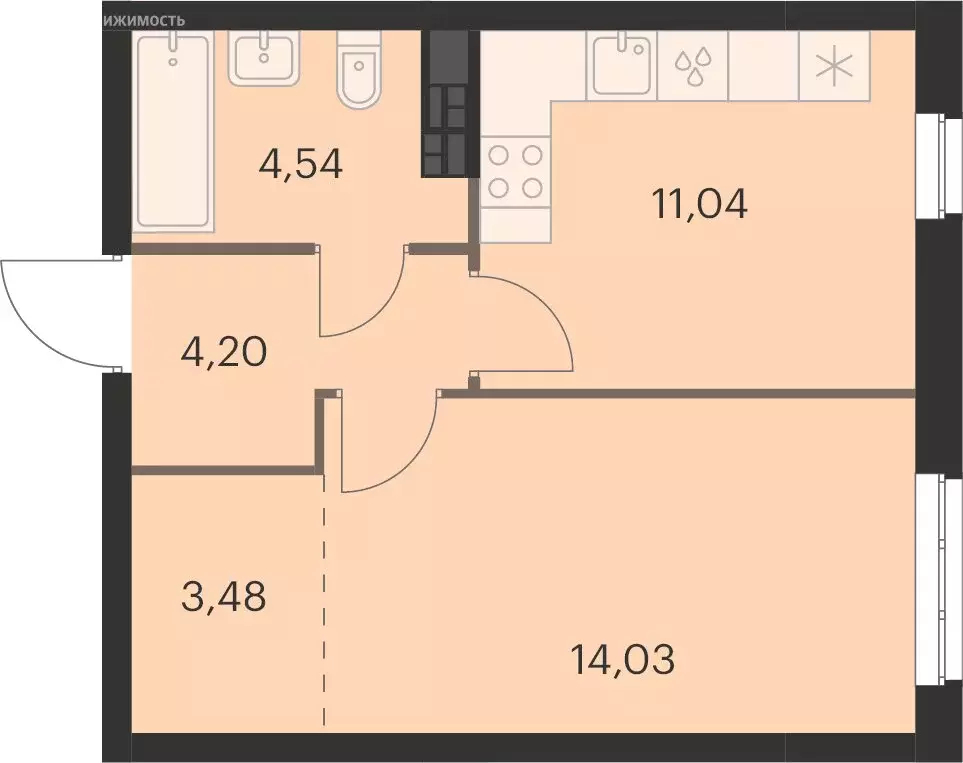 1-комнатная квартира: Екатеринбург, улица Академика Ландау, 35 (37 м) - Фото 0