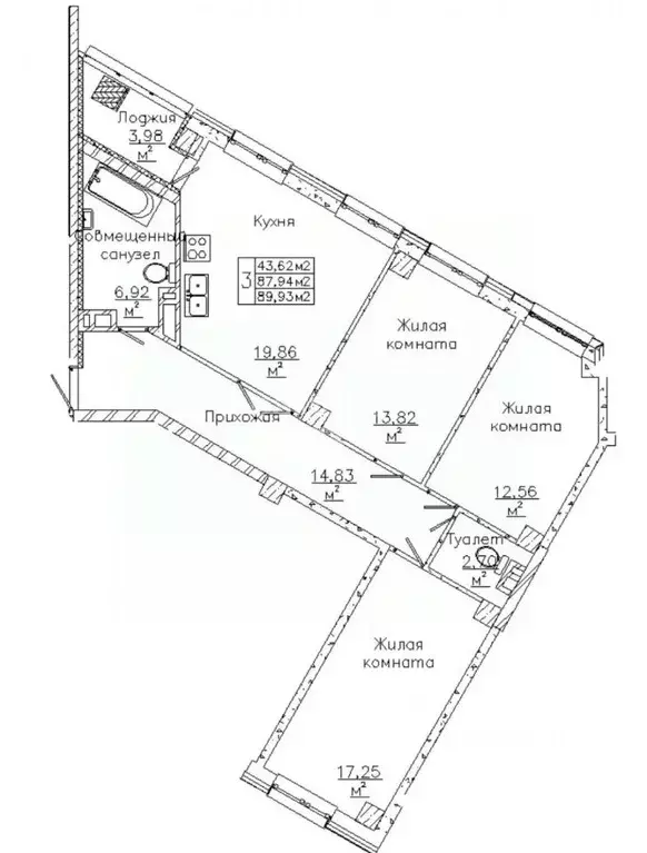 3-к кв. Ростовская область, Батайск ул. Луначарского, 177 (90.0 м) - Фото 1