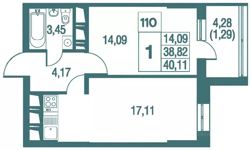 1-к кв. Московская область, Одинцово Северная ул., 11 (40.0 м) - Фото 2