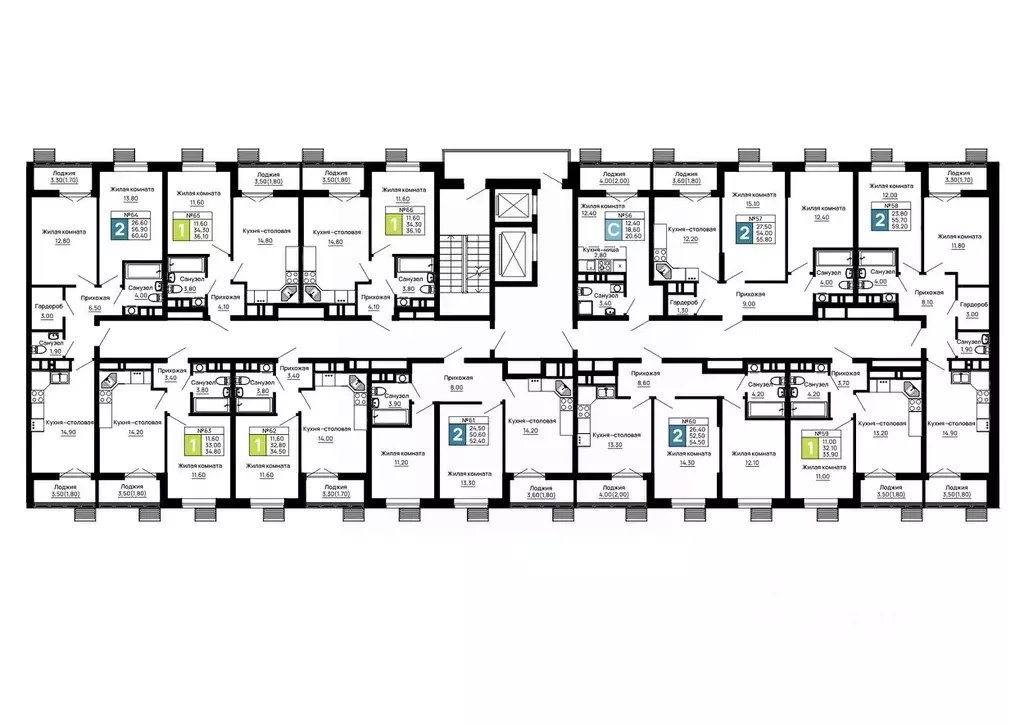 2-к кв. Адыгея, Тахтамукайский район, Яблоновский пгт  (52.4 м) - Фото 2