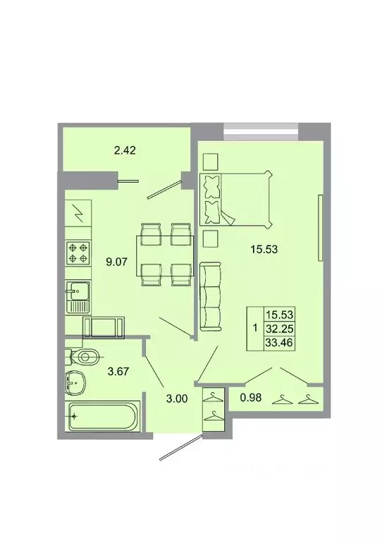 1-к кв. Ленинградская область, Всеволожский район, пос. Бугры ул. ... - Фото 1