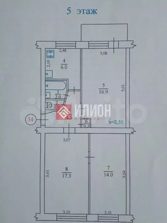 3-к. квартира, 62 м, 5/5 эт. - Фото 0