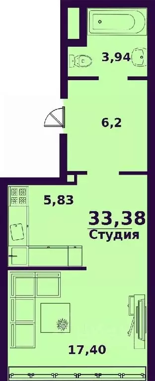 1-к кв. Ульяновская область, Ульяновск Верхняя Терраса мкр, Сиреневый ... - Фото 0