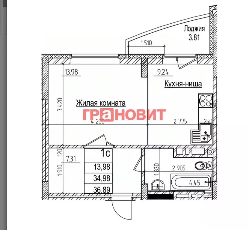 1-к кв. Новосибирская область, Новосибирск ул. Дуси Ковальчук, 242 ... - Фото 1