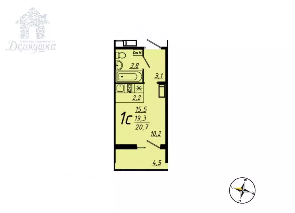 Квартира-студия: Воронеж, проспект Труда, 93к4 (20.2 м) - Фото 1