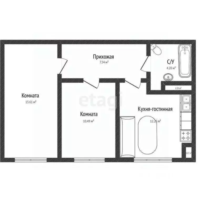 2-к кв. Адыгея, Тахтамукайский район, Старобжегокайское с/пос, Новая ... - Фото 2