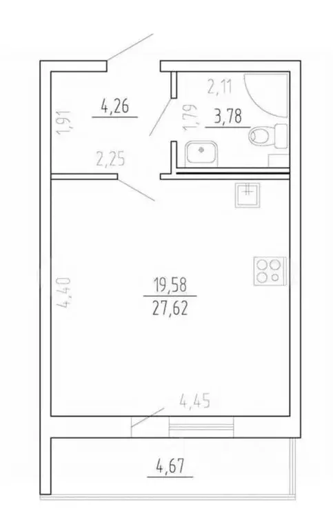 Студия Санкт-Петербург Пулковское ш., 42к6 (27.2 м) - Фото 1