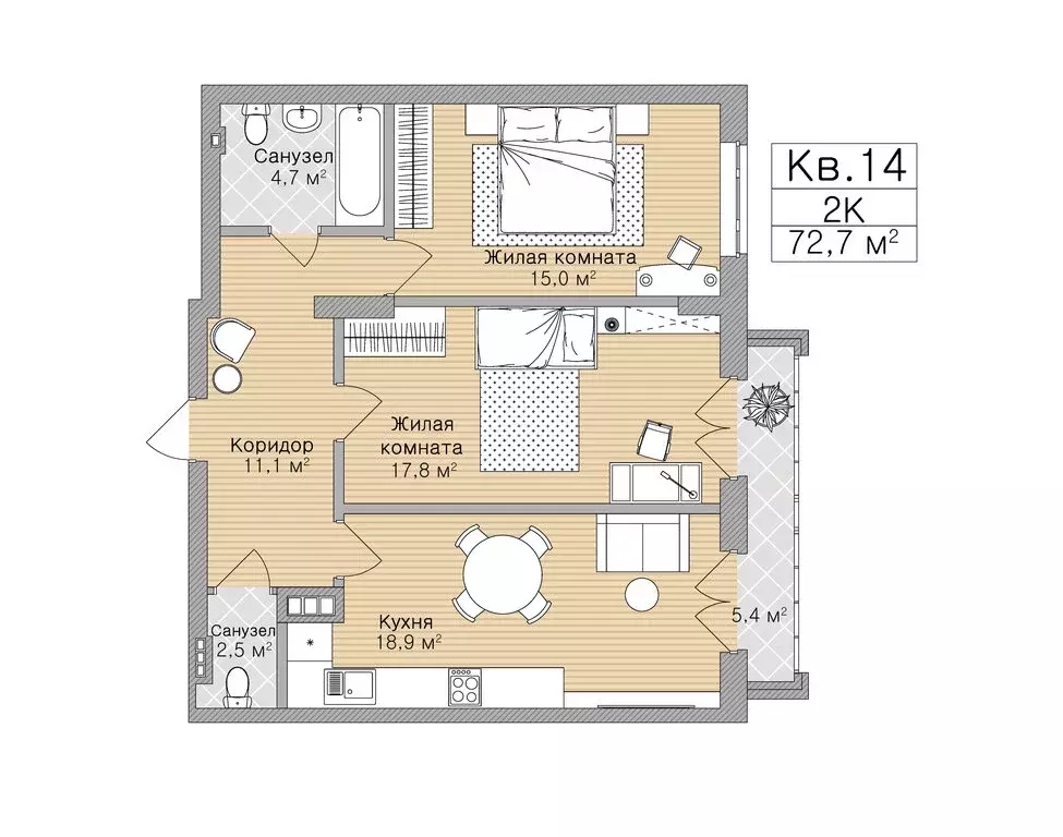 2-комнатная квартира: Рязань, улица Горького, 62 (72.7 м) - Фото 0