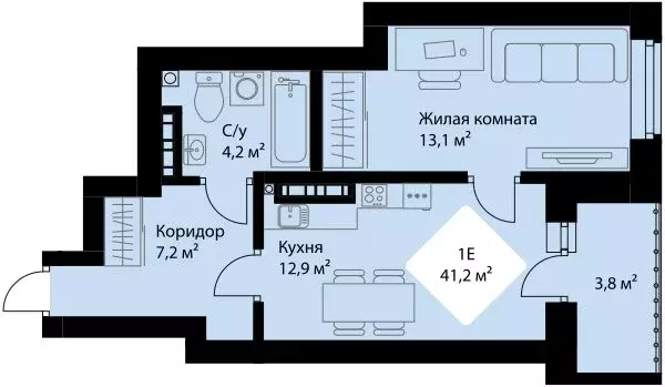 1-комнатная квартира: Екатеринбург, проспект Космонавтов, 3 (39.3 м) - Фото 0