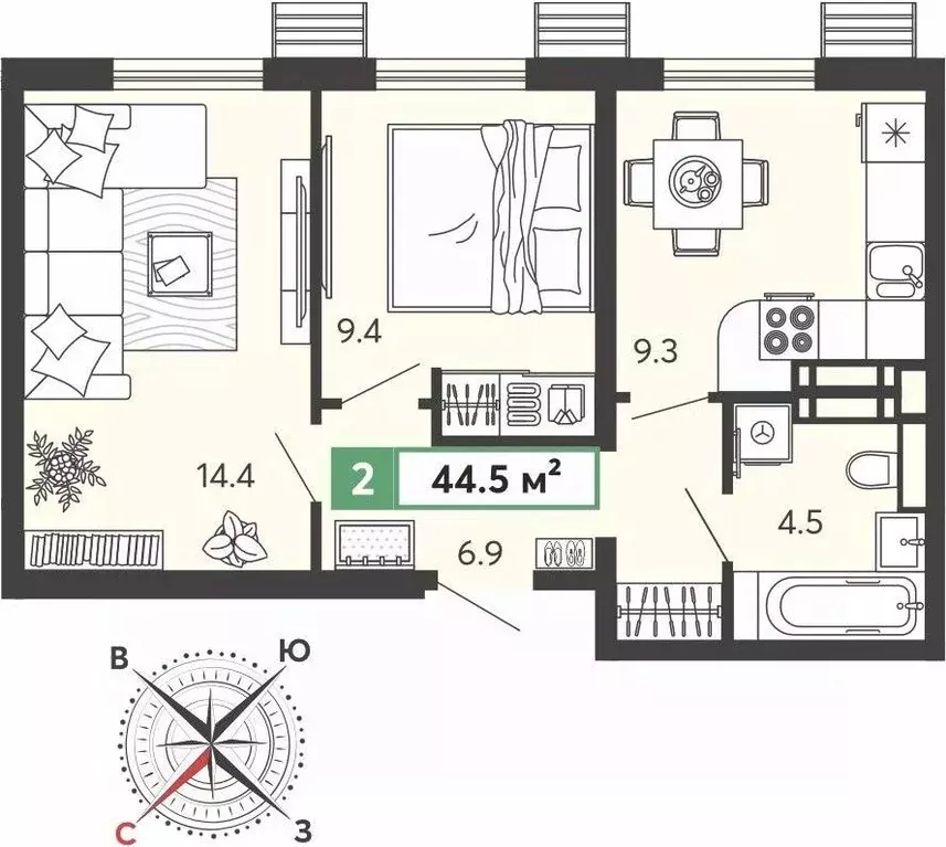 2-к кв. Пензенская область, Пензенский район, Засечный сельсовет, с. ... - Фото 1