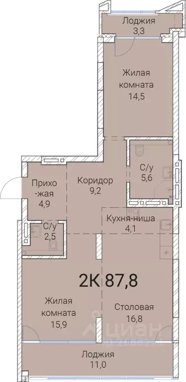 2-к кв. Новосибирская область, Новосибирск Овражная ул., 2А (87.8 м) - Фото 0