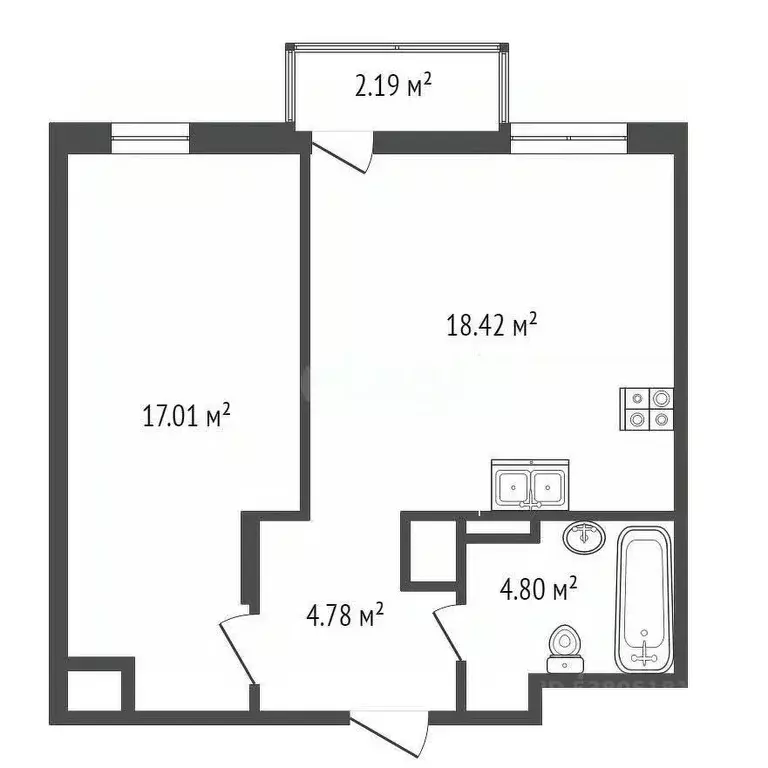 2-к кв. Ростовская область, Ростов-на-Дону ул. Нансена, 109 (47.2 м) - Фото 1