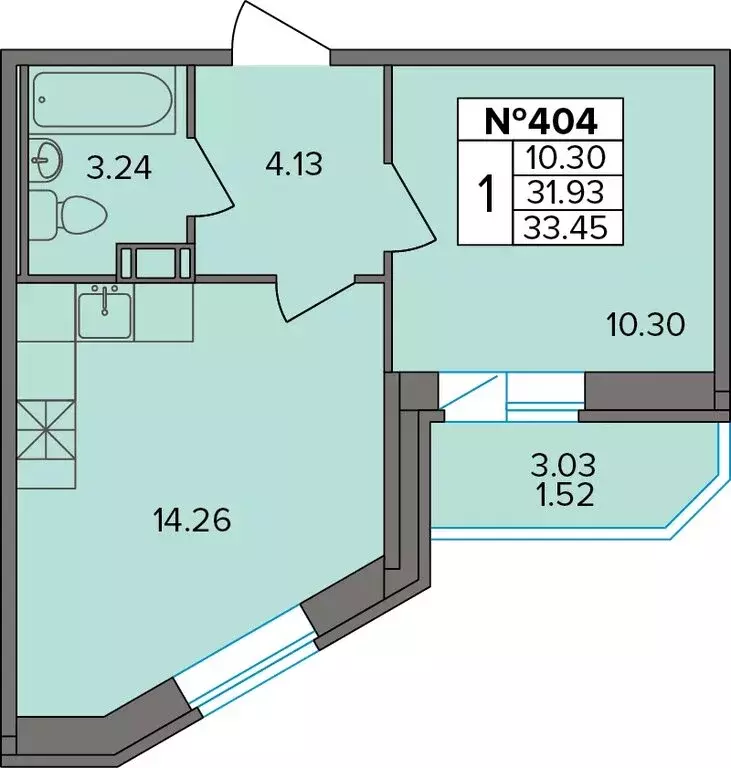 1-комнатная квартира: деревня Новое Девяткино, Лесная улица, 19 (33.45 ... - Фото 1