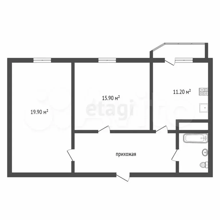 2-к. квартира, 60 м, 10/16 эт. - Фото 0
