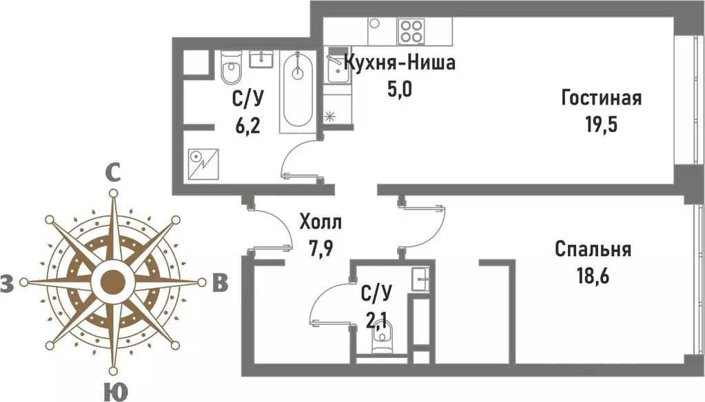2-к кв. Москва Рубцовско-Дворцовая ул., 4 (59.3 м) - Фото 0