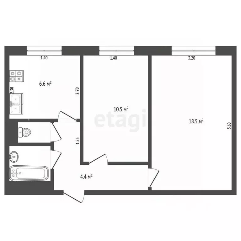 2-к кв. Москва Кировоградская ул., 24К2 (44.7 м) - Фото 2