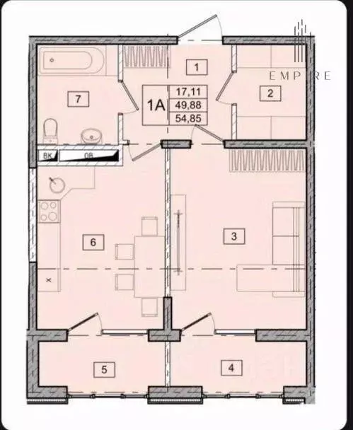 1-к кв. Чеченская республика, Грозный ул. В.А. Кан-Калика, 16 (54.85 ... - Фото 0