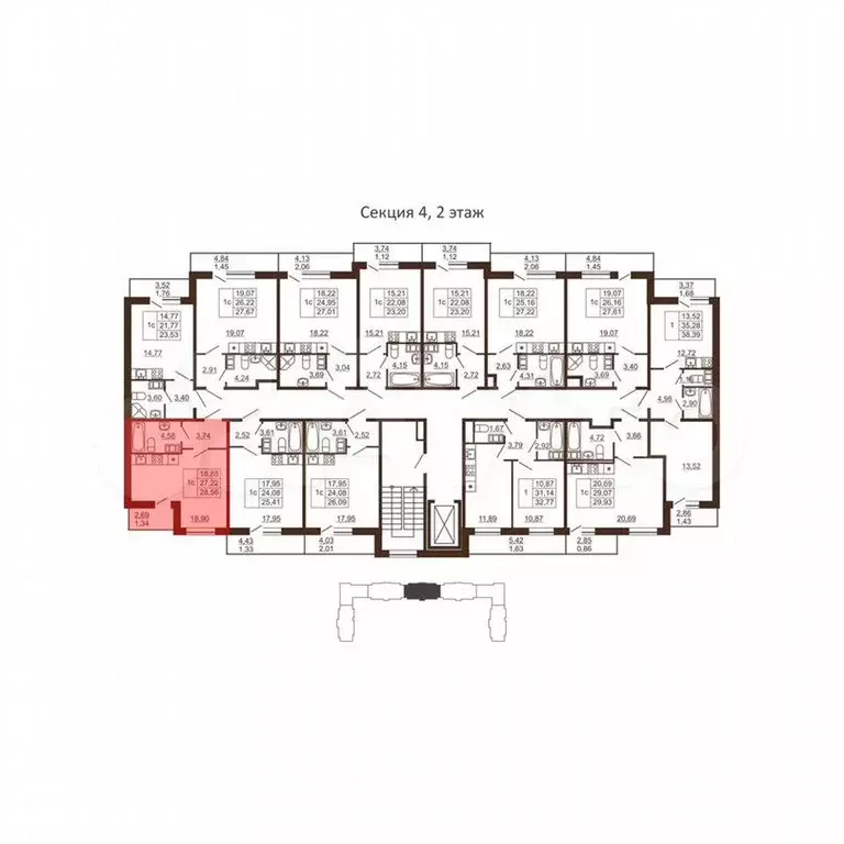 Квартира-студия, 28,6м, 6/6эт. - Фото 1