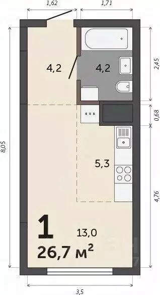 Студия Свердловская область, Екатеринбург Втузгородок жилрайон, Шарташ ... - Фото 1