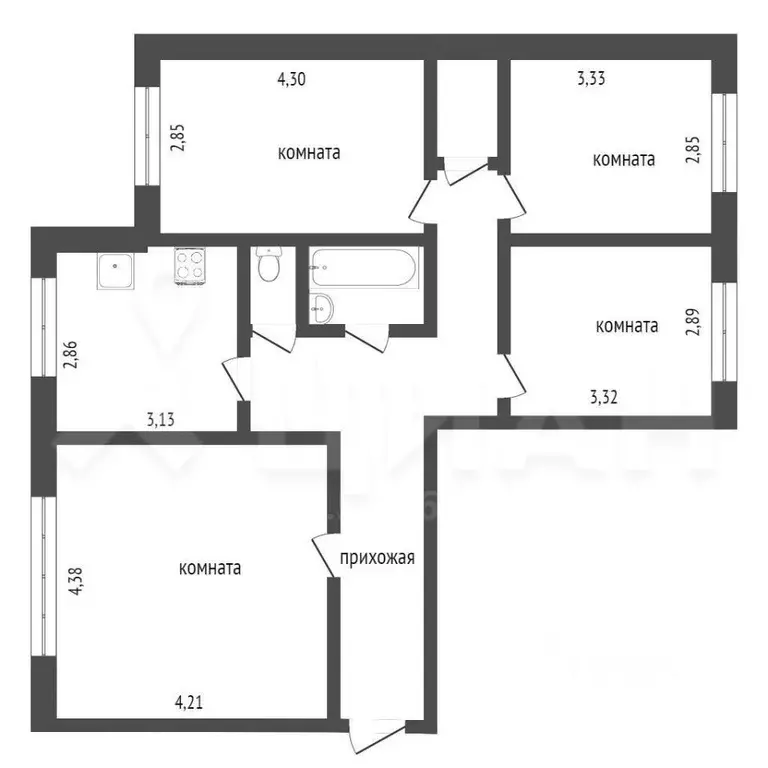 4-к кв. Красноярский край, Красноярск Судостроительная ул., 113 (80.0 ... - Фото 1