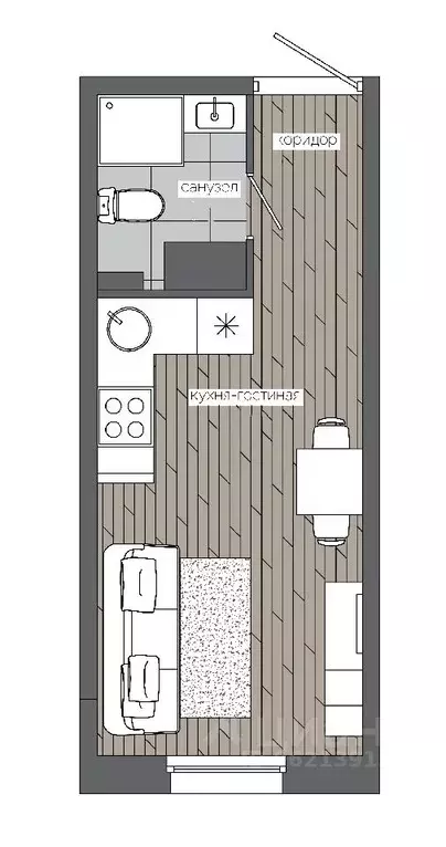 1-к кв. Ханты-Мансийский АО, Сургут 30А мкр,  (18.72 м) - Фото 0