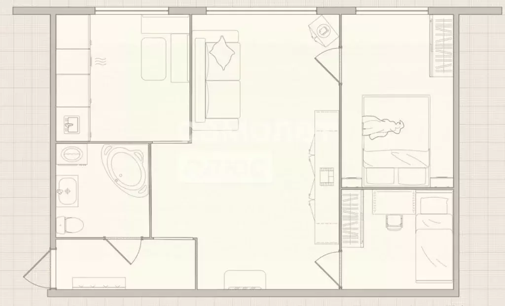 2-к кв. Омская область, Омск Спортивный проезд, 2 (43.1 м) - Фото 2