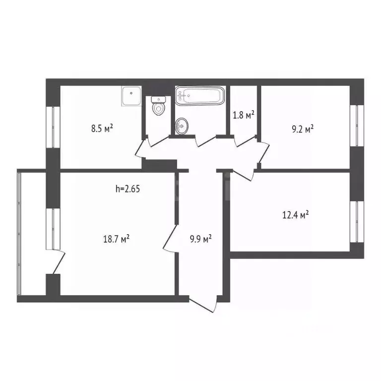 3-к кв. Красноярский край, Красноярск ул. 40 лет Победы, 4 (64.1 м) - Фото 2