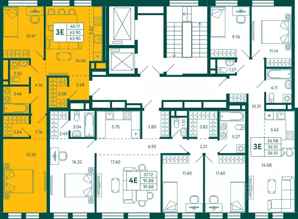 2-к кв. Башкортостан, Уфа Зеленая Роща жилрайон, Терле Парк жилой ... - Фото 2