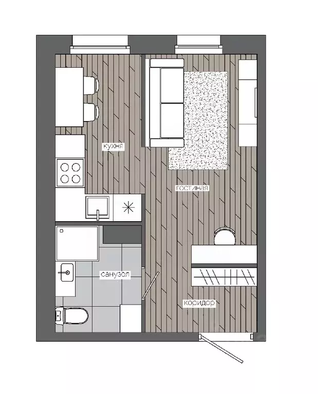 1-к кв. Ханты-Мансийский АО, Сургут 30А мкр,  (24.89 м) - Фото 0