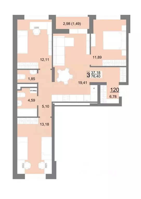 3-к кв. Свердловская область, Екатеринбург Широкая Речка мкр,  (76.4 ... - Фото 0